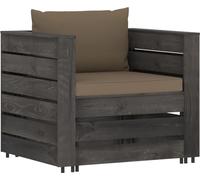 vidaXL Ensemble salon de jardin 2 pièces avec coussins Gris Bois imprégné