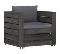 vidaXL Ensemble salon de jardin 2 pièces avec coussins Gris Bois imprégné