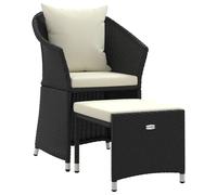 vidaXL Ensemble salon de jardin 2 pièces avec coussins noir Poly rotin