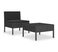 vidaXL Ensemble salon de jardin 2 pièces avec coussins Poly rotin noir