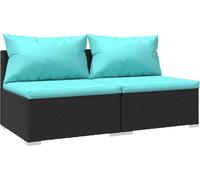 vidaXL Ensemble salon de jardin 2 pièces avec coussins Poly rotin noir