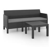 vidaXL Ensemble salon de jardin 2 pièces PP rotin avec coussins Anthracite