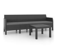 vidaXL Ensemble salon de jardin 2 pièces avec coussins PP rotin anthracite