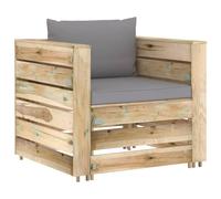 vidaXL Ensemble salon de jardin 2 pièces avec coussins Vert bois imprégné