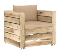 vidaXL Ensemble salon de jardin 2 pièces avec coussins Vert Bois imprégné