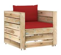 vidaXL Ensemble salon de jardin 2 pièces avec coussins Vert Bois imprégné