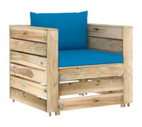 vidaXL Ensemble salon de jardin 2 pièces avec coussins Vert Bois imprégné