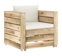 vidaXL Ensemble salon de jardin 2 pièces avec coussins Vert Bois imprégné