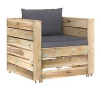 vidaXL Ensemble salon de jardin 2 pièces avec coussins Vert Bois imprégné