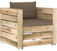 vidaXL Ensemble salon de jardin 2 pièces avec coussins Vert Bois imprégné