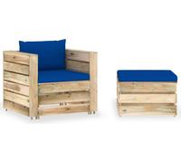 vidaXL Ensemble salon de jardin 2 pièces avec coussins Vert Bois imprégné