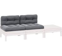 vidaXL Ensemble salon de jardin 3 pièces avec coussins blanc pin massif