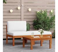vidaXL Ensemble salon de jardin 3 pièces avec coussins bois acacia & corde