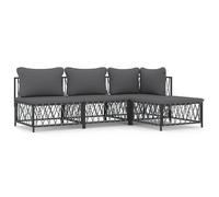 vidaXL Ensemble salon de jardin 4 pièces avec coussins Anthracite Acier
