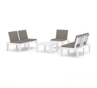 vidaXL Ensemble salon de jardin 4 pièces avec coussins plastique blanc