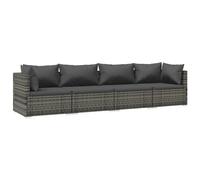 vidaXL Ensemble salon de jardin 4 pièces avec coussins Poly rotin gris