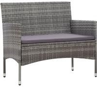 vidaXL Ensemble salon de jardin 4 pièces avec coussins Poly rotin gris