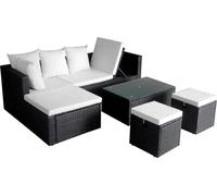 vidaXL Ensemble salon de jardin 4 pièces avec coussins Poly rotin noir