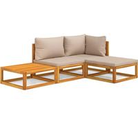 vidaXL Ensemble salon de jardin 4 pièces avec coussins taupe bois massif