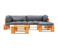vidaXL Ensemble salon de jardin 4 pièces en palettes bois avec coussins gris