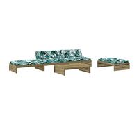 vidaXL Ensemble salon de jardin 5 pièces avec coussins – Bois de pin imprégné