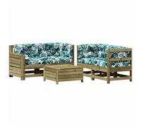 vidaXL Ensemble salon de jardin 5 pièces en pin imprégné avec coussins marron
