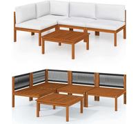 vidaXL Ensemble salon de jardin 5 pièces avec coussins Crème 63 x 63 cm