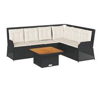 vidaXL Ensemble salon de jardin 5 pièces avec coussins noir poly rotin
