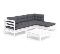 vidaXL Ensemble salon de jardin 5 pièces avec coussins Pin blanc