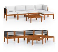 vidaXL Ensemble salon de jardin 6 pièces avec coussins bois crème acacia & corde