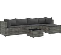 vidaXL Ensemble salon de jardin 6 pièces avec coussins Gris Poly rotin