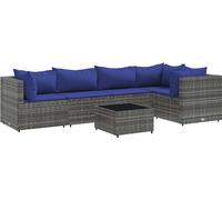 vidaXL Ensemble salon de jardin 6 pièces avec coussins Gris Poly rotin