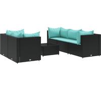 vidaXL Ensemble salon de jardin 6 pièces avec coussins noir poly rotin