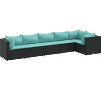 vidaXL Ensemble salon de jardin 6 pièces avec coussins noir poly rotin