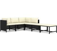 vidaXL Ensemble salon de jardin 6 pièces avec coussins Poly rotin noir