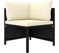 vidaXL Ensemble salon de jardin 6 pièces avec coussins Poly rotin noir