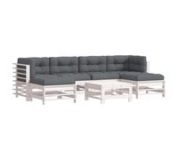 vidaXL Ensemble salon de jardin modulable 7 pièces - bois massif blanc avec coussins