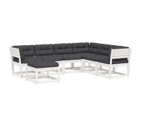 vidaXL Ensemble salon de jardin 7 pièces avec coussins blanc pin massif