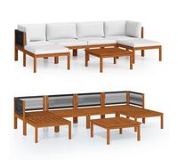 vidaXL Ensemble salon de jardin 7 pièces avec coussins bois crème acacia & corde