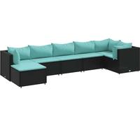 vidaXL Ensemble salon de jardin 7 pièces avec coussins noir poly rotin