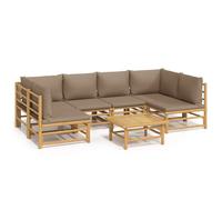 vidaXL Ensemble salon de jardin 7 pièces avec coussins taupe bambou