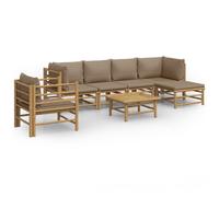 vidaXL Ensemble salon de jardin 7 pièces avec coussins taupe bambou
