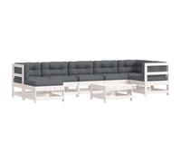 vidaXL Ensemble salon de jardin 8 pièces avec coussins blanc bois massif