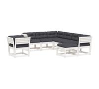 vidaXL Ensemble salon de jardin 8 pièces avec coussins blanc pin massif