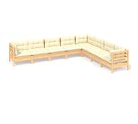 vidaXL Ensemble salon de jardin 8 pièces avec coussins crème pin massif