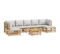 vidaXL Ensemble salon de jardin 8 pièces avec coussins gris clair bambou
