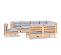 vidaXL Ensemble salon de jardin 8 pièces avec coussins gris pin massif