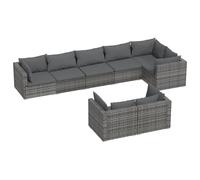 vidaXL Ensemble salon de jardin 8 pièces avec coussins Gris Poly rotin