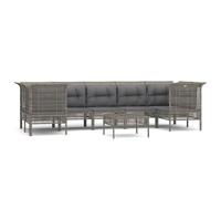 vidaXL Ensemble salon de jardin 8 pièces avec coussins Gris Poly rotin