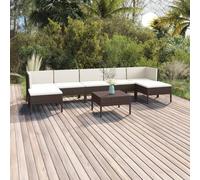 vidaXL Ensemble salon de jardin 8 pièces avec coussins Poly rotin brun